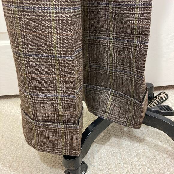 Nordstrom Halogen brown plaid  trousers, cuffed wide leg, NEW ladies size 6 - Picture 5 of 9